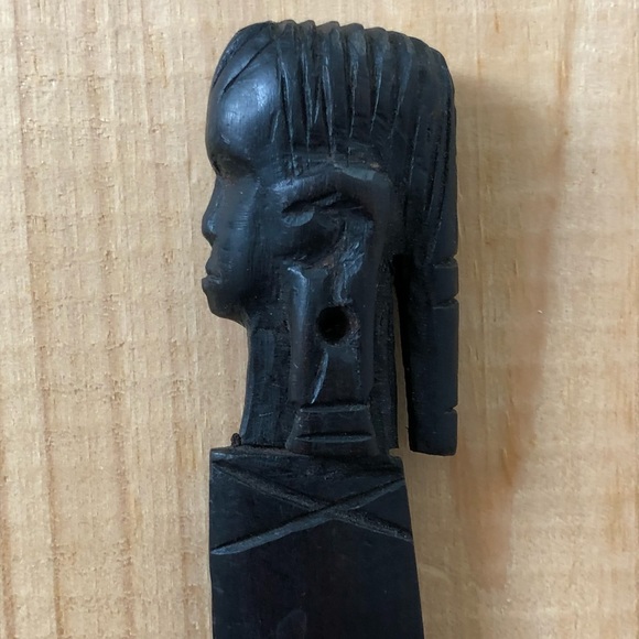 Vintage Unique Tribal Carved Dark Wooden Letter Opener - Picture 3 of 6